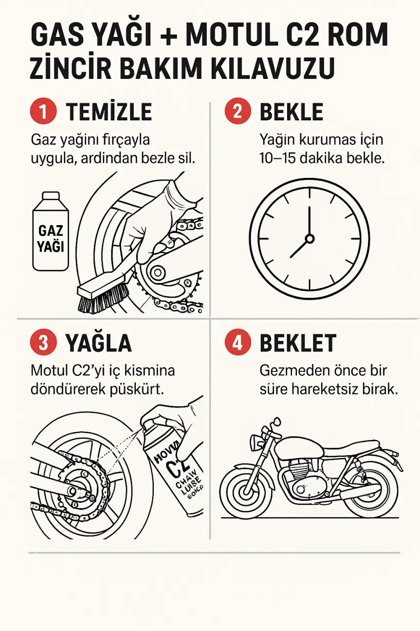 Honda CB750 Hornet Zincir Bakımı: Gaz Yağı + Motul C2 ile Adım Adım Rehber